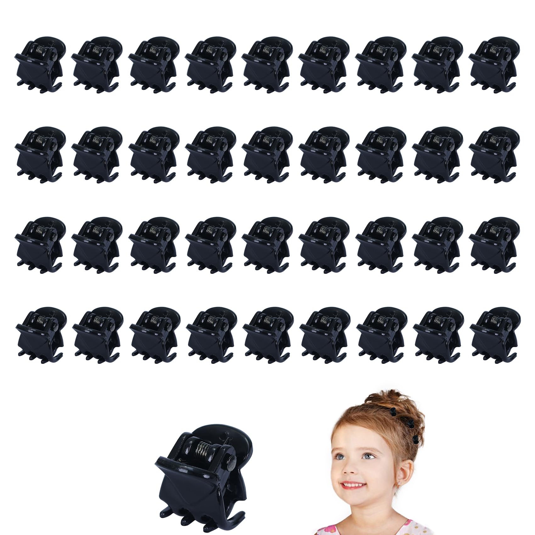 Ikadiya 36 Piezas Pinzas Pequeñas Pelo, Mini Pinzas Pelo Pequeñas, Horquillas Plásticas Pinzas Pelo De Plástico Para Niña Y Mujer [Negro]