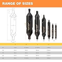 Vista 2 de M35 HSS 60-Degree Angle Center Drill Bit Set, Countersink Tools for Lathe Metalworking for Stainless Steel, Alloy Steel, Cast Iron, Aluminum and