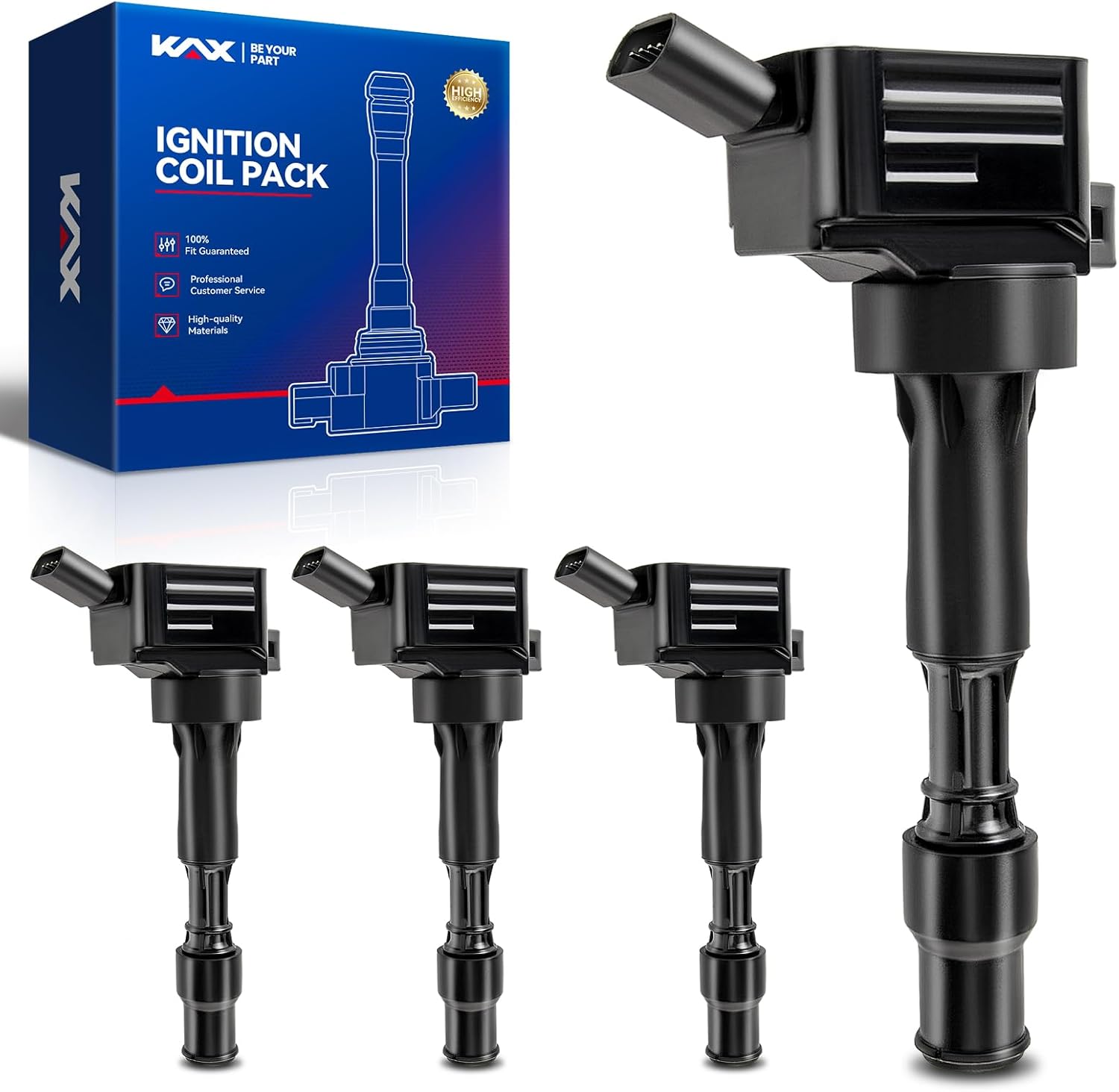 KAX Ignition Coil Packs UF816 4 Packs Fit for Hyundai Elantra 2015-2020, Sonata 2015-2019, Kona 2018-2021, Veloster 2019-2021, Kia Forte 2017-2024, Soul 2020-2023, Optima 2016-2020