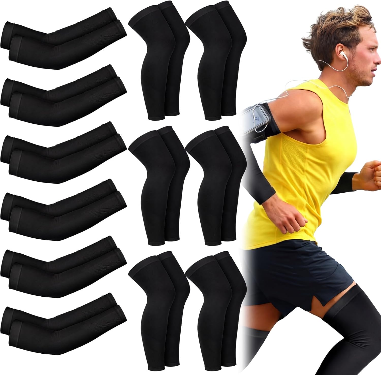 Panitay 6 Set Eczema Arm and Leg Sleeves Scratch Elastic Arm Sleeves Knee Wrap Eczema Cover for Itch Relief and Wet Therapy(Adult,White)