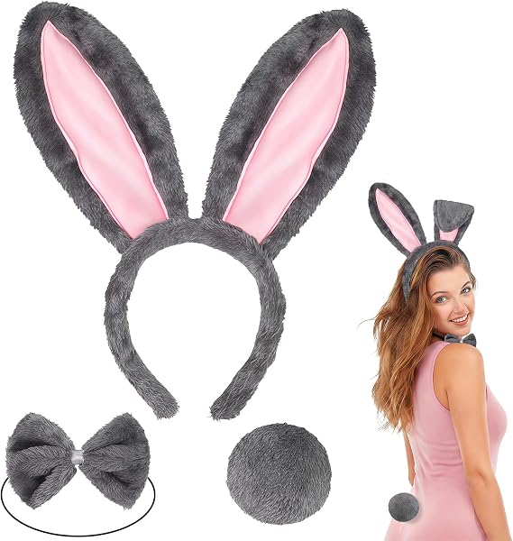 Cerchietto Orecchie Coniglio Peluche, Fascia Capelli Orecchie da Coniglio Peluche, Orecchie da Coniglietto Pasquale, Accessori per Costume da Coniglietto per Pasqua, Carnevale, Compleanno, Cosplay - 1