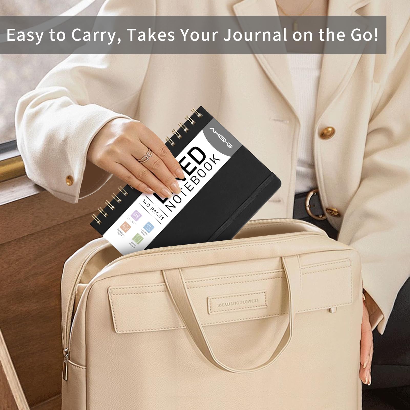 AHGXG Notizbuch, liniert, Spiralbindung, 140 Seiten, A5 (14,5 x 21,1 cm)