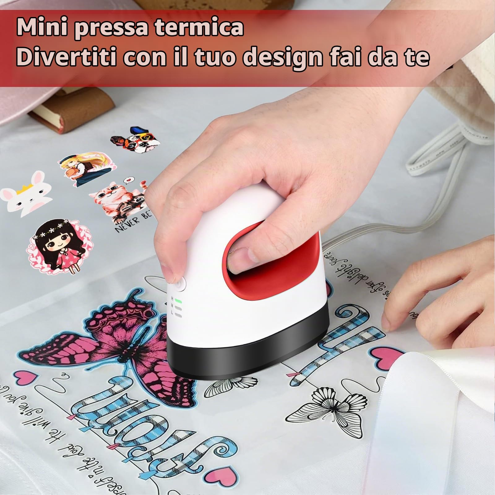 Mini Pressa a Caldo, Portatile Stampante per Tessuti, Termopressa per Maglietteper per Artigianato Vestiti Cappelli
