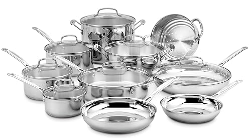 17-Piece Stainless Steel Cookware Set, Chef's Classic Steel Collection with