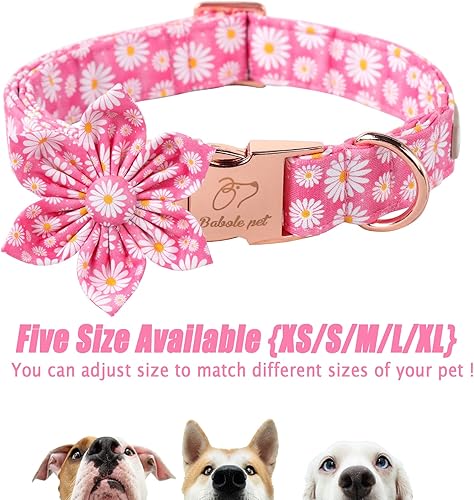 Miniatura 6 de Daisy - Collar de perro con corbatín de flores, suave y cómodo, collar de perro de algodón ajustable duradero para perros pequeños, medianos y
