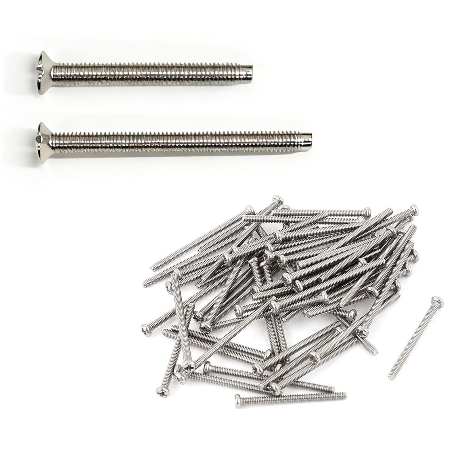 40PCS M3.5 Electrical Socket Screws, Silver Flat Head Slotted Machine Screws, Mixed Length 40mm, 50mm, Electrical Switch Screws for Socket & Switch Installation, Back Boxes & Faceplates