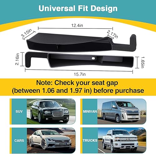 Miniatura 4 de Organizador de espacio para asiento de automóvil, paquete de 2 organizadores para asientos delanteros, ajuste universal, caja de almacenamiento