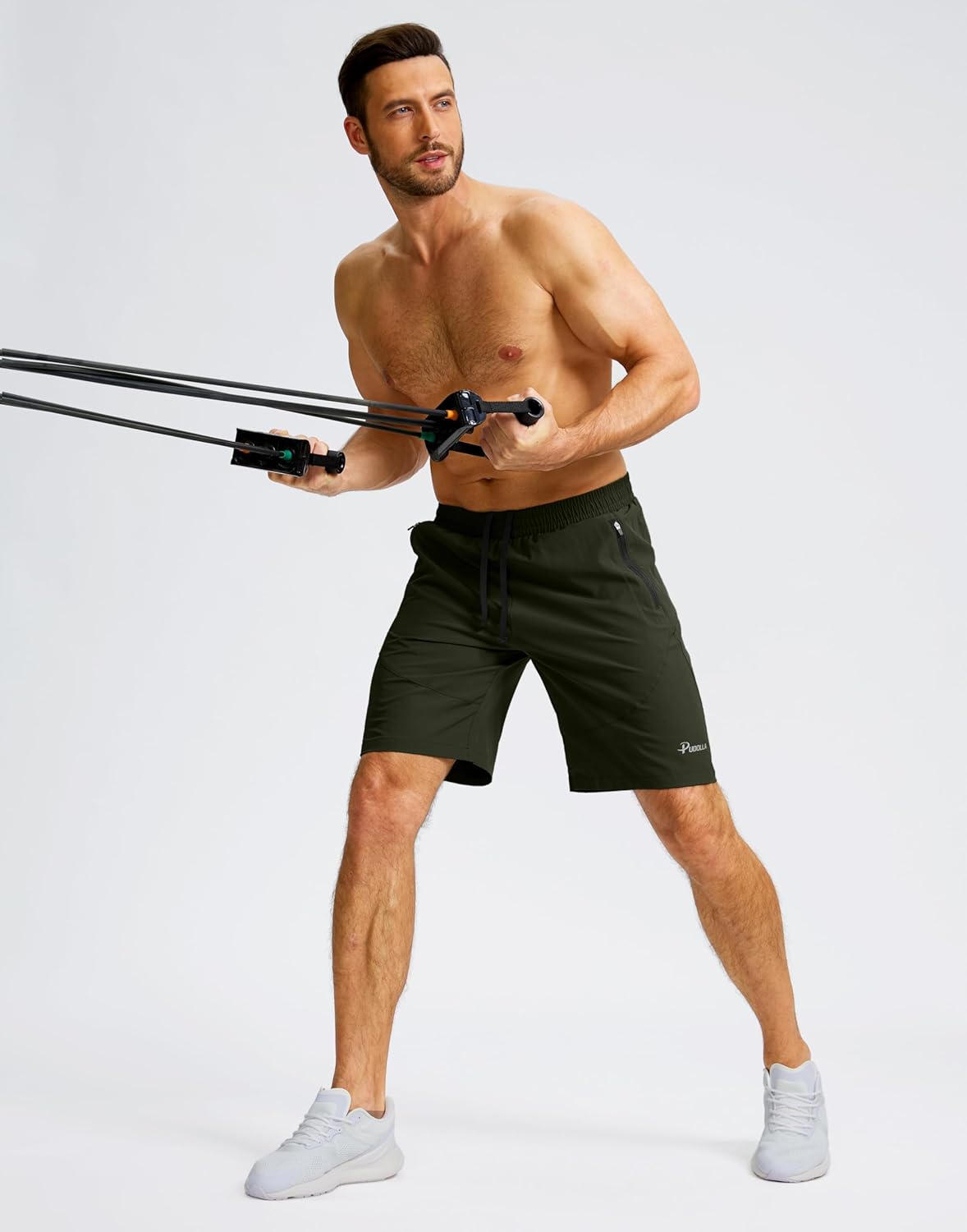 Pudolla Men's Workout Shorts 9" Lightweight Athletic Gym Shorts for Men Running Exercise Casual with Zipper Pockets - Image 6