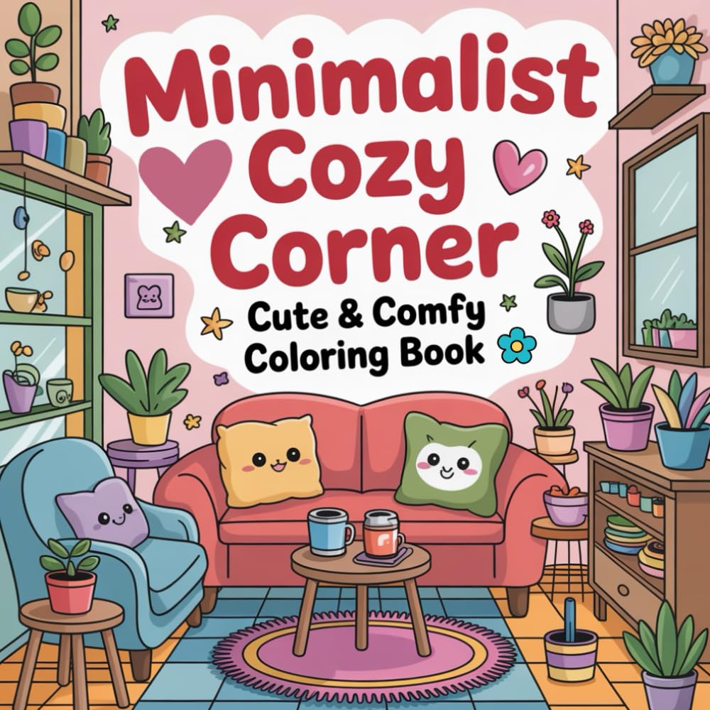 Minimalist Cozy Corner: Cute and Comfy Coloring Book For Adults, Teens & Kids