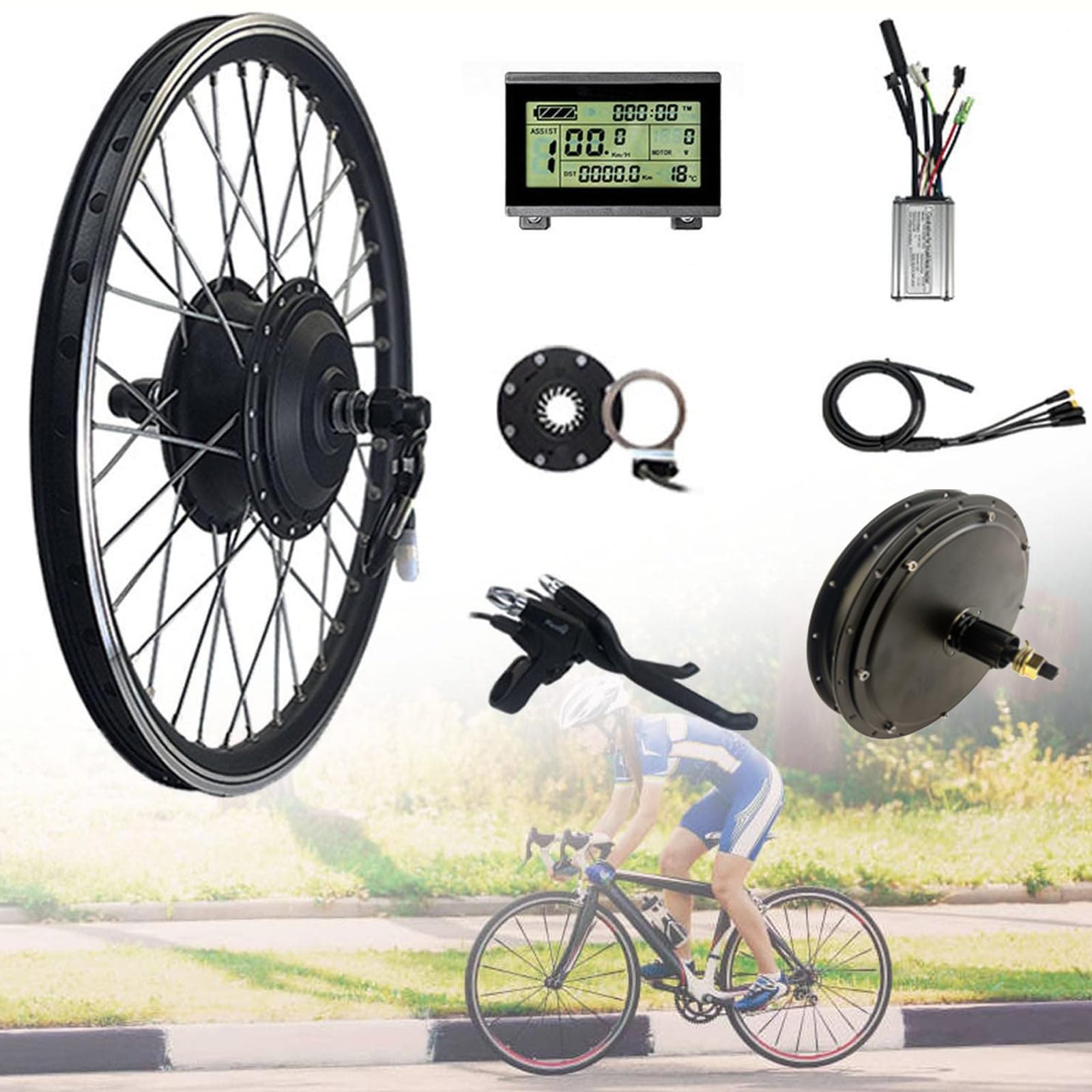 Kit Conversion Vélo électrique 48V 1000W – Moteur Roue Arrière, Jante Alu, IP54, Couple 40 N·m, Efficacité 88%