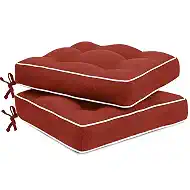 Favoyard Patio Cushions 17 x 17 Inch, Red, 2 Pack | Outdoor Chair Cushions, Water-Resistant Seat Cushion for Patio Furniture, Fade-Resistant Square Tufted Chair Pads with Ties