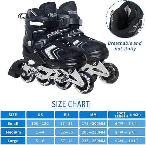 Miniatura 5 de Nattork Patines en línea ajustables para niñas y niños con ruedas completamente iluminadas, patines en línea para principiantes para niños y jóvenes