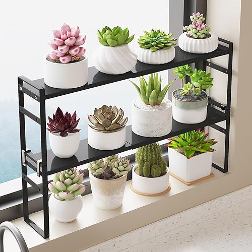 Stackable 2 Pack Expandable Narrow Tall Storage Shelf with Anti-Detach