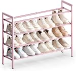Bumusty Expandable Shoe Rack for Closet, 18“-33” Adjustable Shoe Rack for Small Space, Small Shoe Organizer for Front Door, Sturdy Metal