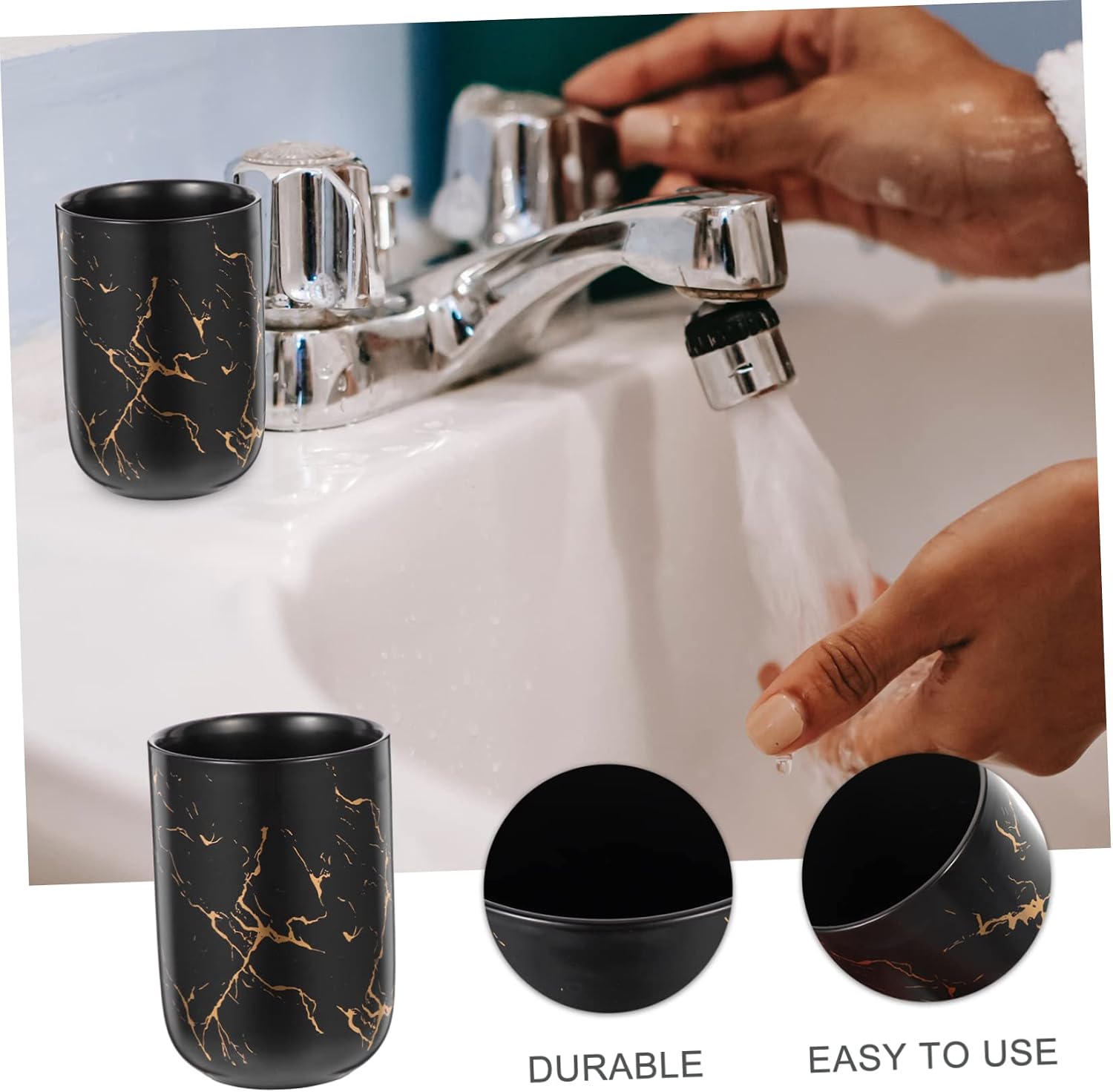 Ceramic Toothbrush Cup Marble Bathroom Accessories Black Marble Cup Home Hotel Use