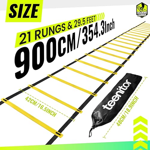 Miniatura 2 de Teenitor Escalera de agilidad Escalera de velocidad para fútbol, velocidad, fútbol, fitness, entrenamiento de pies, bolsa de transporte, equipo de