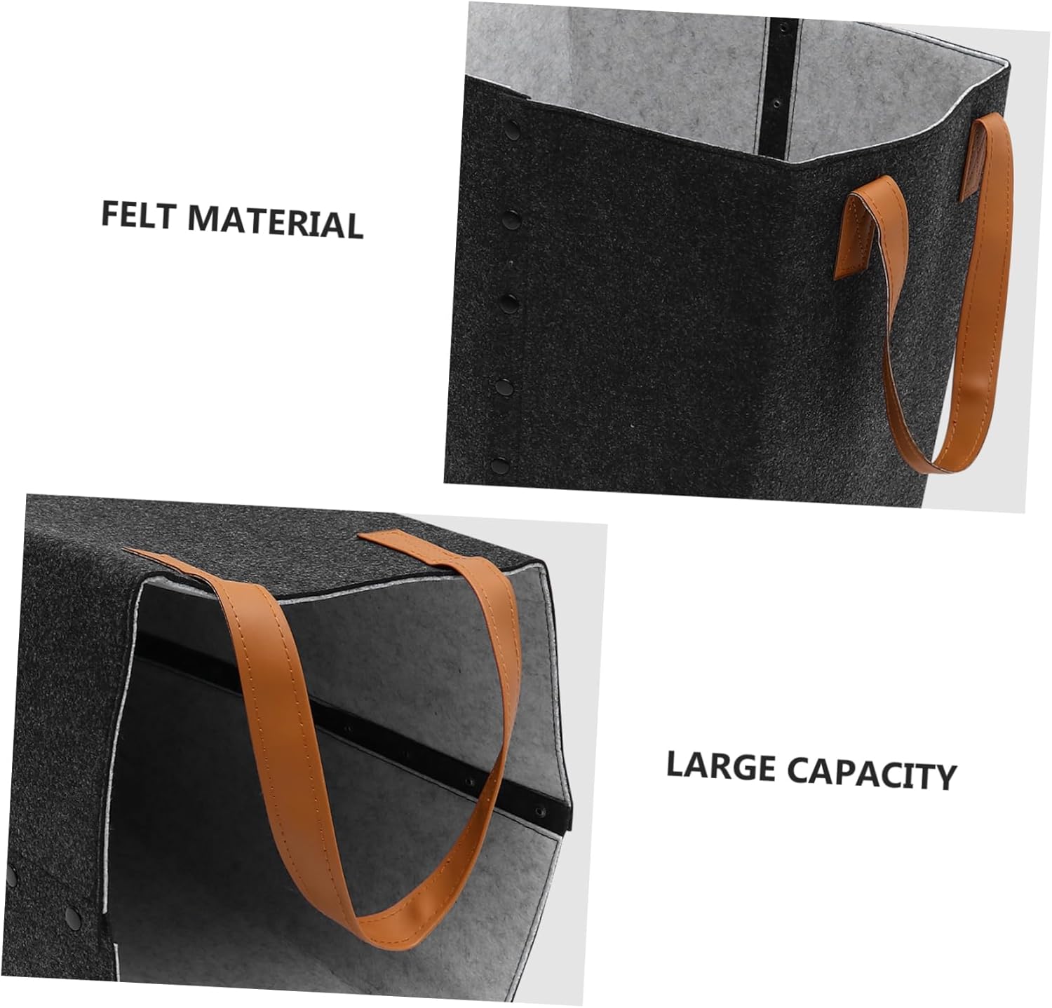 Healifty Large Felt Laundry Storage Basket with Handles Portable Collapsible Hamper for Clothes and Sundries Non Deformable Organizer for Bedroom Bathroom and Laundry