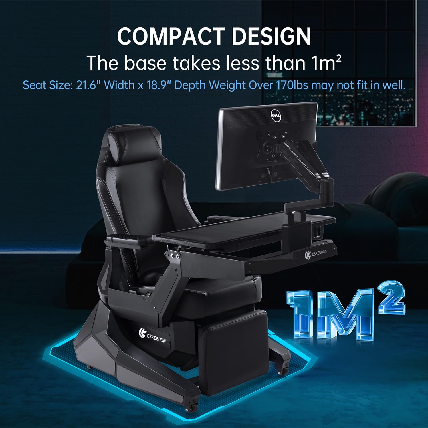 T1 Mini Computer Cockpit, Zero Gravity Chair Workstation with Adjustable&Comfortable Seat, Compact Design for Work&Esport Gaming in Office and Home