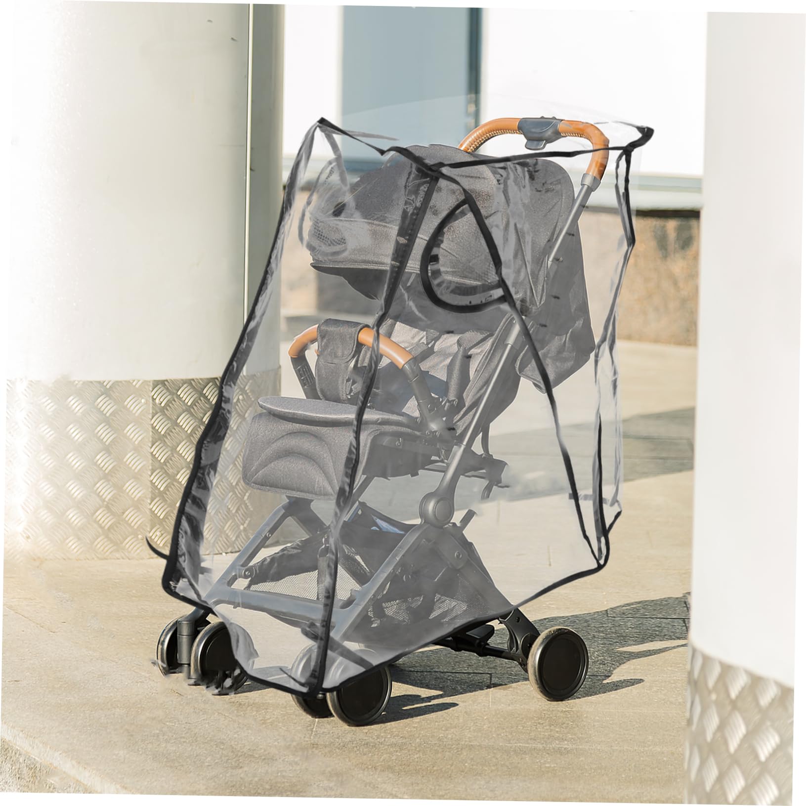 Kinderwagen Regenschutz Schutzhülle Peva Schwarz für Outdoor Aktivitäten