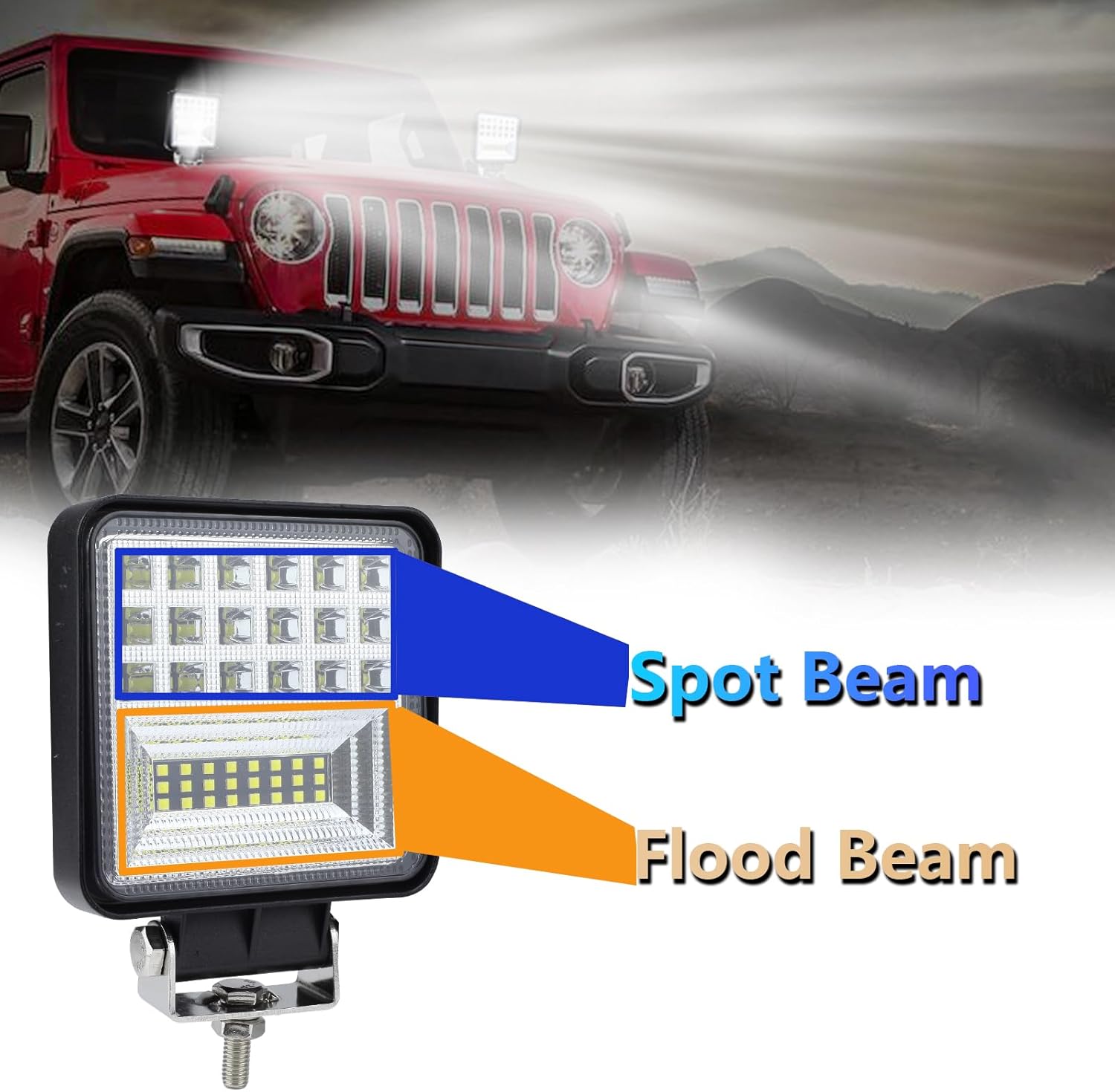 LED Light Pods, 4 Inch 126W Square LED Work Light, 12V 24V Spot Flood Beam Off Road Lights, Led Driving Fog Lights for Truck Pickup Boat Golf Cart SUV ATV UTV (20 Pack)