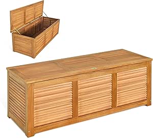KOMFOTTEU Aufbewahrungsbox aus Holz, Gartentruhe mit Staubdeckel und