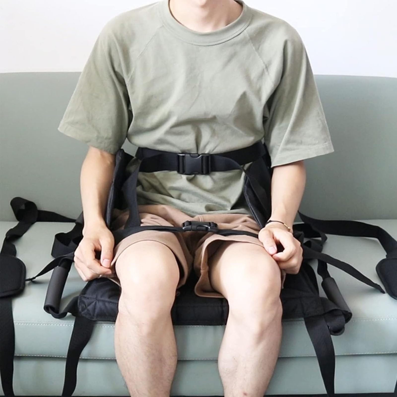Cintura di trasferimento per sedia a rotelle con foro, imbracatura di emergenza per disabili, per sollevare le scale, per anziani, pazienti disabili, uso domestico su e giù per le scale