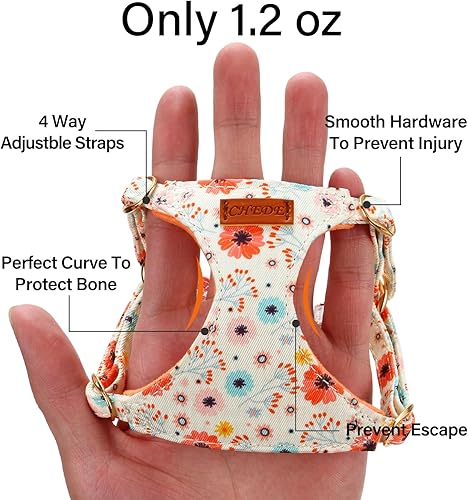 Miniatura 2 de CHEDE Arnés para perro con patrón liso sin tirones, arnés ligero y suave para perro, arnés ajustable y correa para perro, con correa para perro,