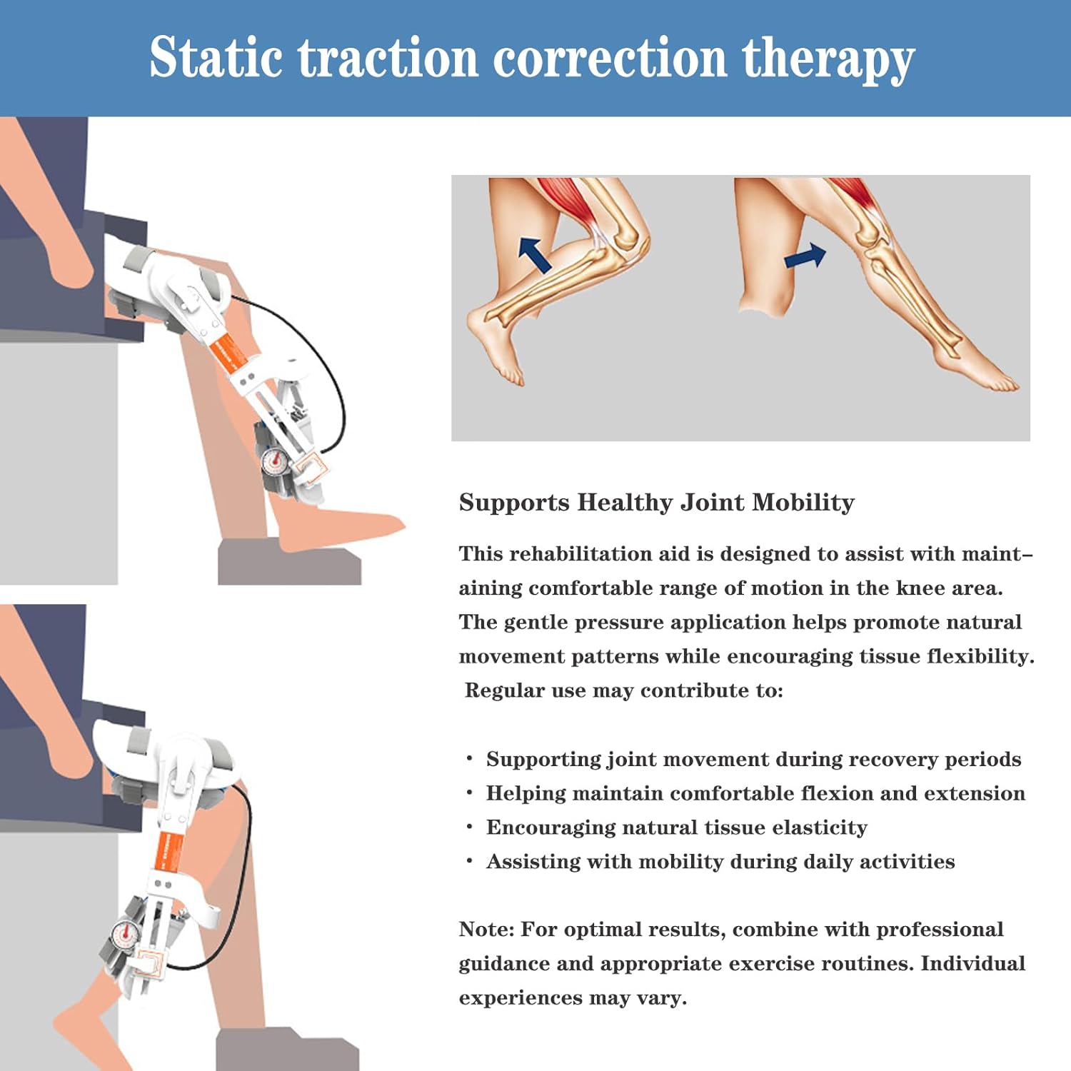 Knee Flexion & Extension Trainer – Adjustable 10°-140° for Home Use, Improves Leg Mobility, Assists with Stiffness & Rehabilitation Exercises | Portable Leg Strengthener for Athletes & Seniors