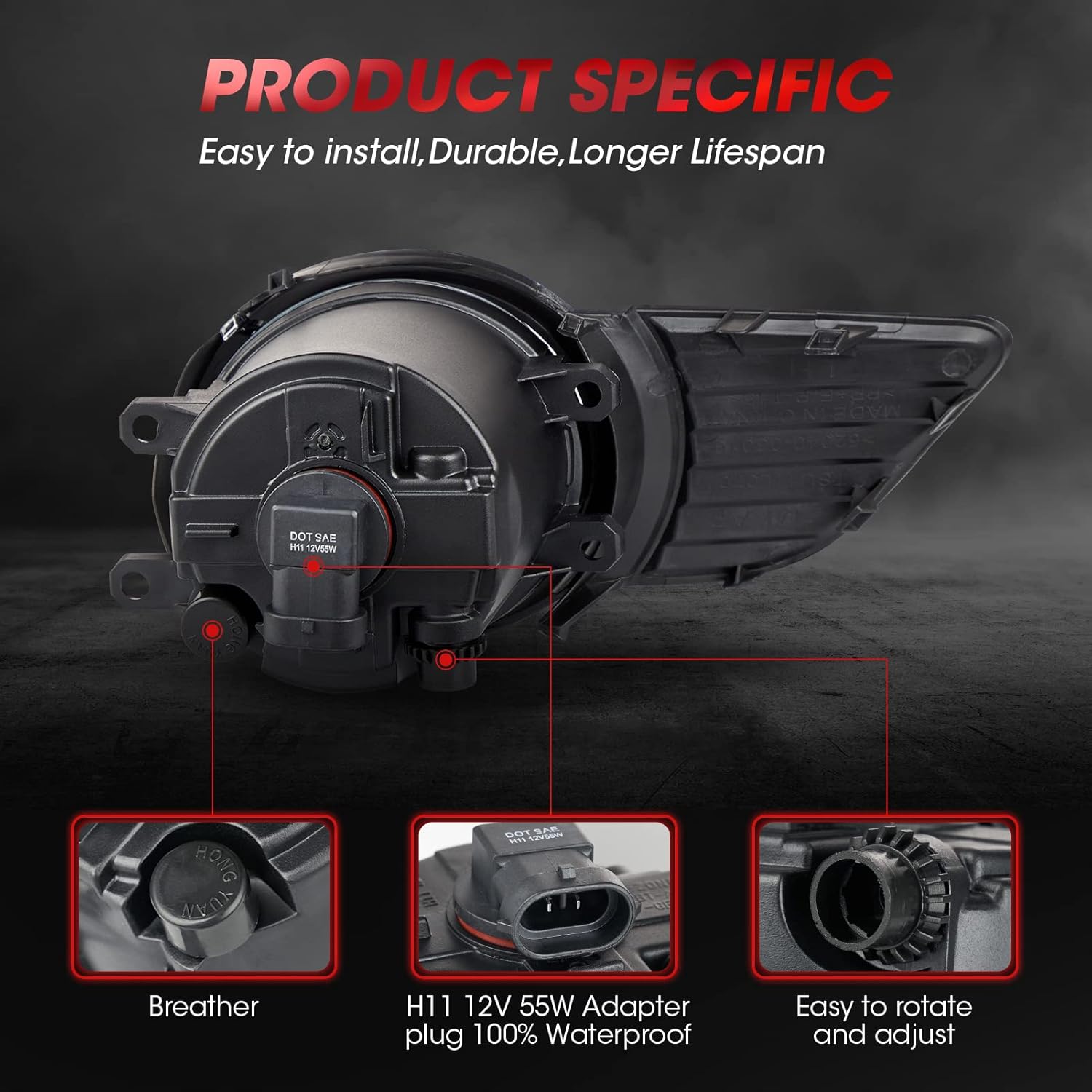 Driving Fog Light Assembly For 2011-2017 Toyota Sienna(Base | LE | XLE, Not Fit SE Models) With Chrome Bezel Halogen Bulbs Included Switch And Wiring Kit