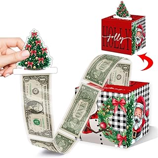 Funny Christmas Money Holder - Merry Christmas Surprise Money Box Gift Set with Pull for Parties, Includes 35 Transparent Bags