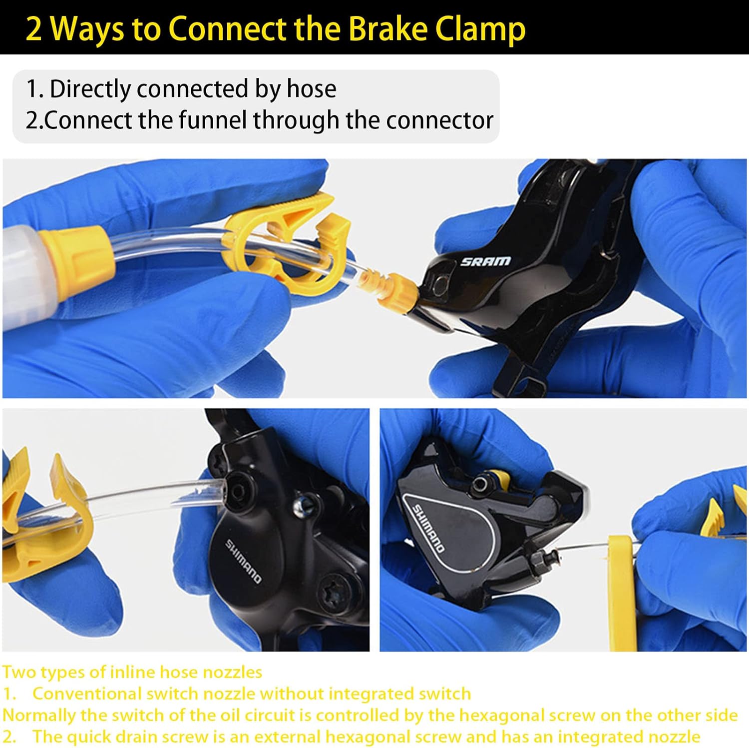 Brake Bleed Kit for Shimano, TEKTRO, TRP Hydraulic Disc Brakes, Brake Fluid Bleeder Kit for MTB/Road, with Performance Mineral Oil Brake Fluid 120ml/4oz, Professional Brake Bleed Kit