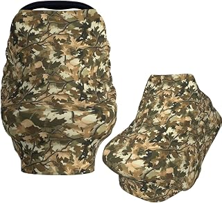 Camouflage Pattern with Leaves Baby Car Seat Covers Carseat Canopy Soft Infant Stroller Cover Nursing Breastfeeding Covers for Girls Boys Newborn