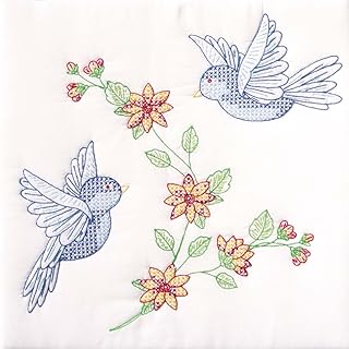 Stamped White Quilt Blocks 18"X18" 6/Pkg-Birds