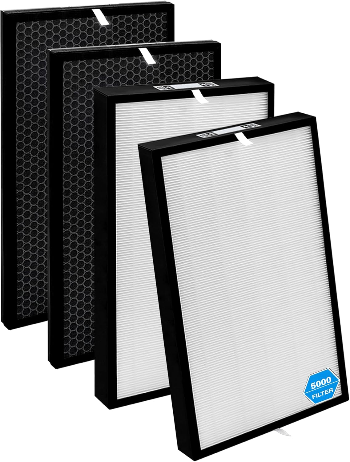 4-Pack AD5000 Replacement Filter Compatible with Air Doctor 5000 Air Purifiers - 2 Premium Filters + 2 Activated Carbon Filters, Replaces Part # ADF5005, ADF5006, ADF5001(Not for 5500 Series)