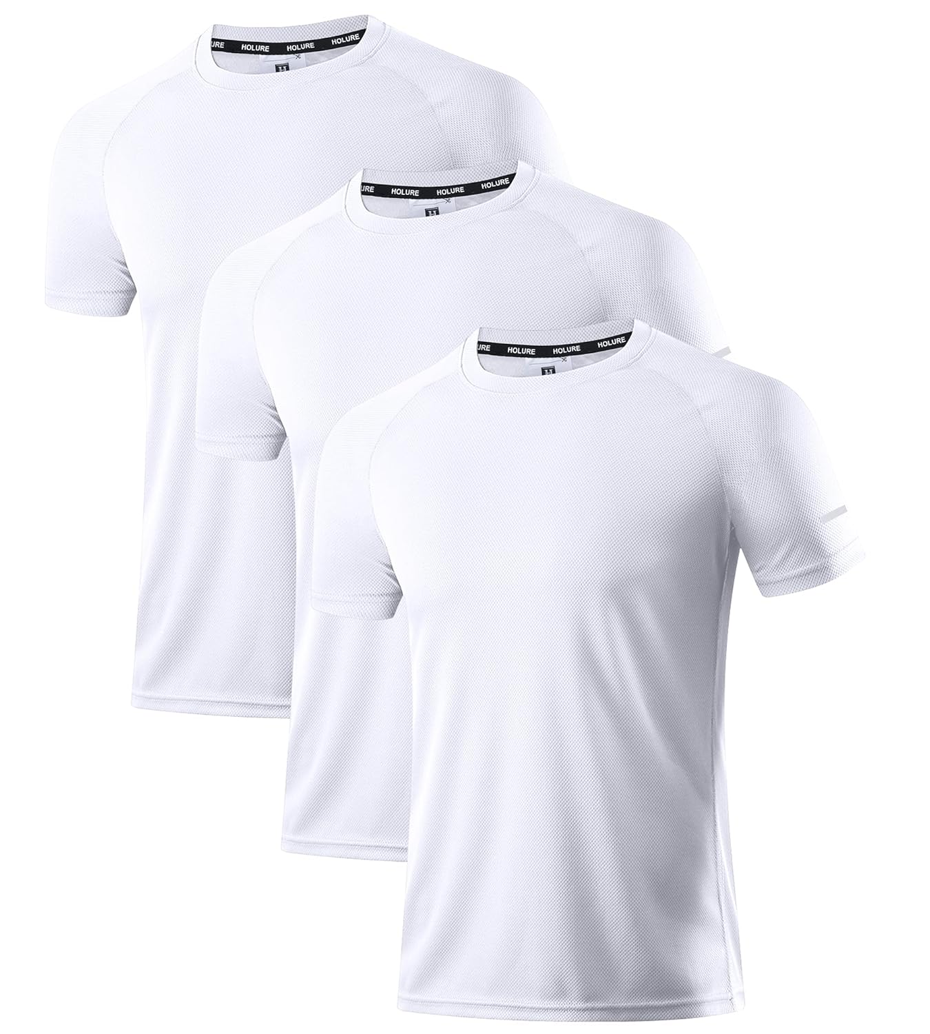 Holure Men's Sports T-Shirts, Breathable, Quick-Drying, Short-Sleeved, Functional, for Running, Summer Fitness, Training, Hiking, Working out, Bodybuilding, Pack of 3 or 5