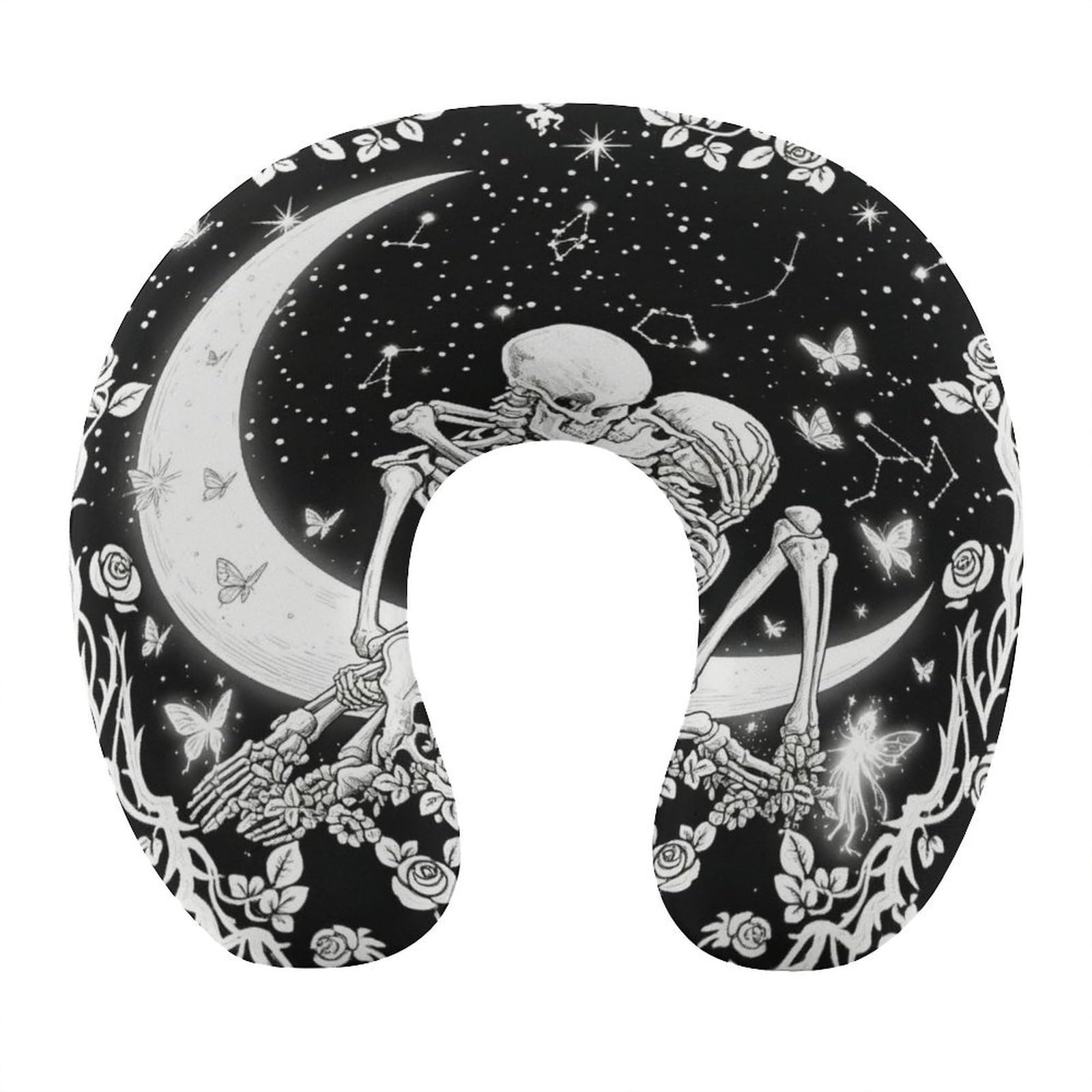 Btcowzrv Style Lovers Skull U Shaped Neck Pillow Travel Pillows