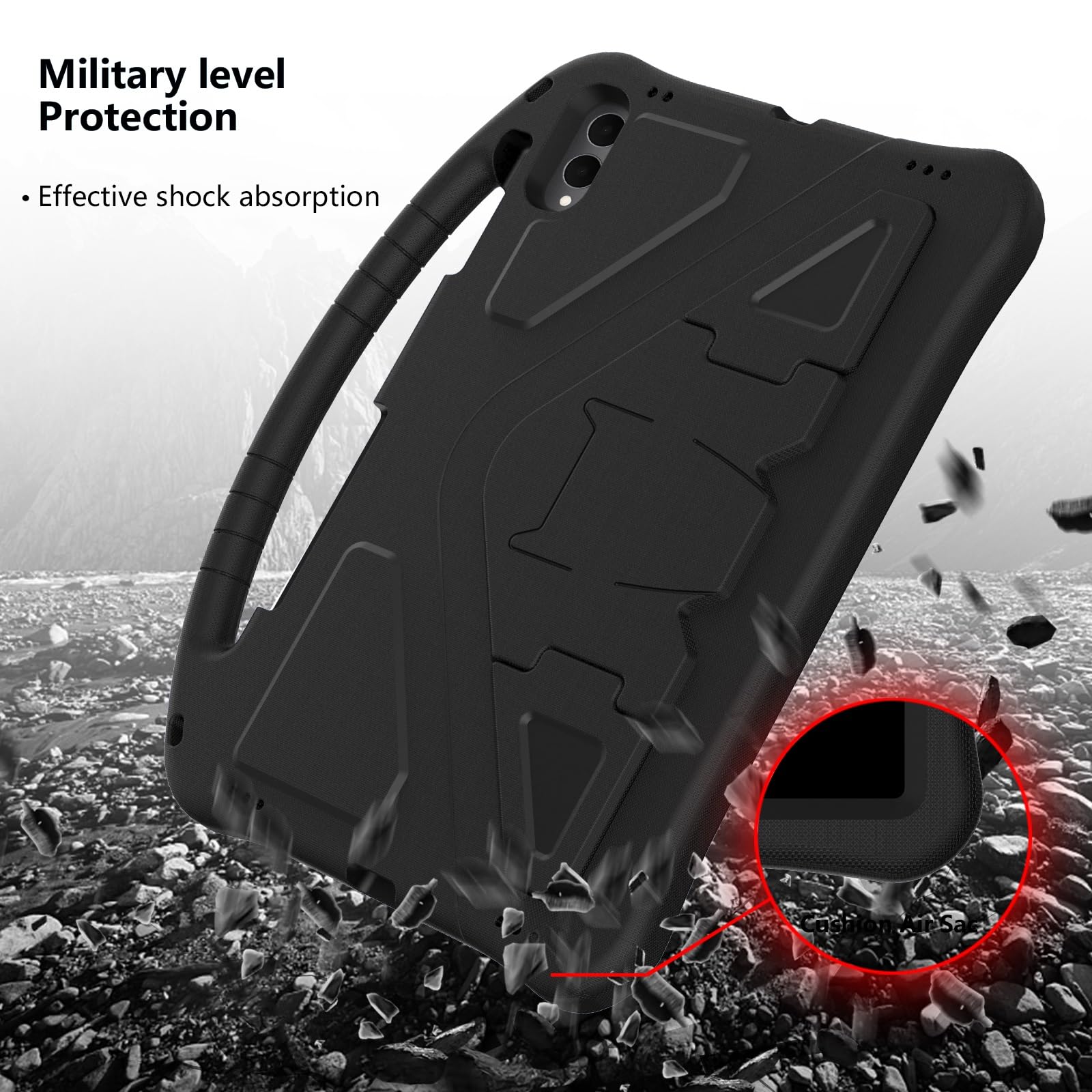 Lekka, odporna na wstrząsy osłona przyjazna dla dzieci, kompatybilna z Samsung Galaxy Tab S11 Ultra 37.1 cm 2025 SM-X930/X936B, ze stojakiem na uchwyt, pogrubiona osłona tabletu z rogiem