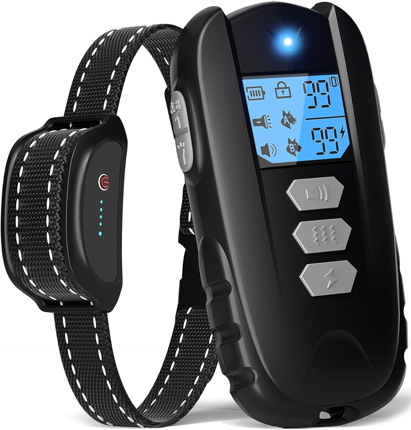 Dog Training Collar with Remote – Shock Collar for Dogs, Waterproof Electric Collar with Flashlight Beep Vibration Shock Modes Rechargeable Dog Shock Collar for Small Medium Large Dogs