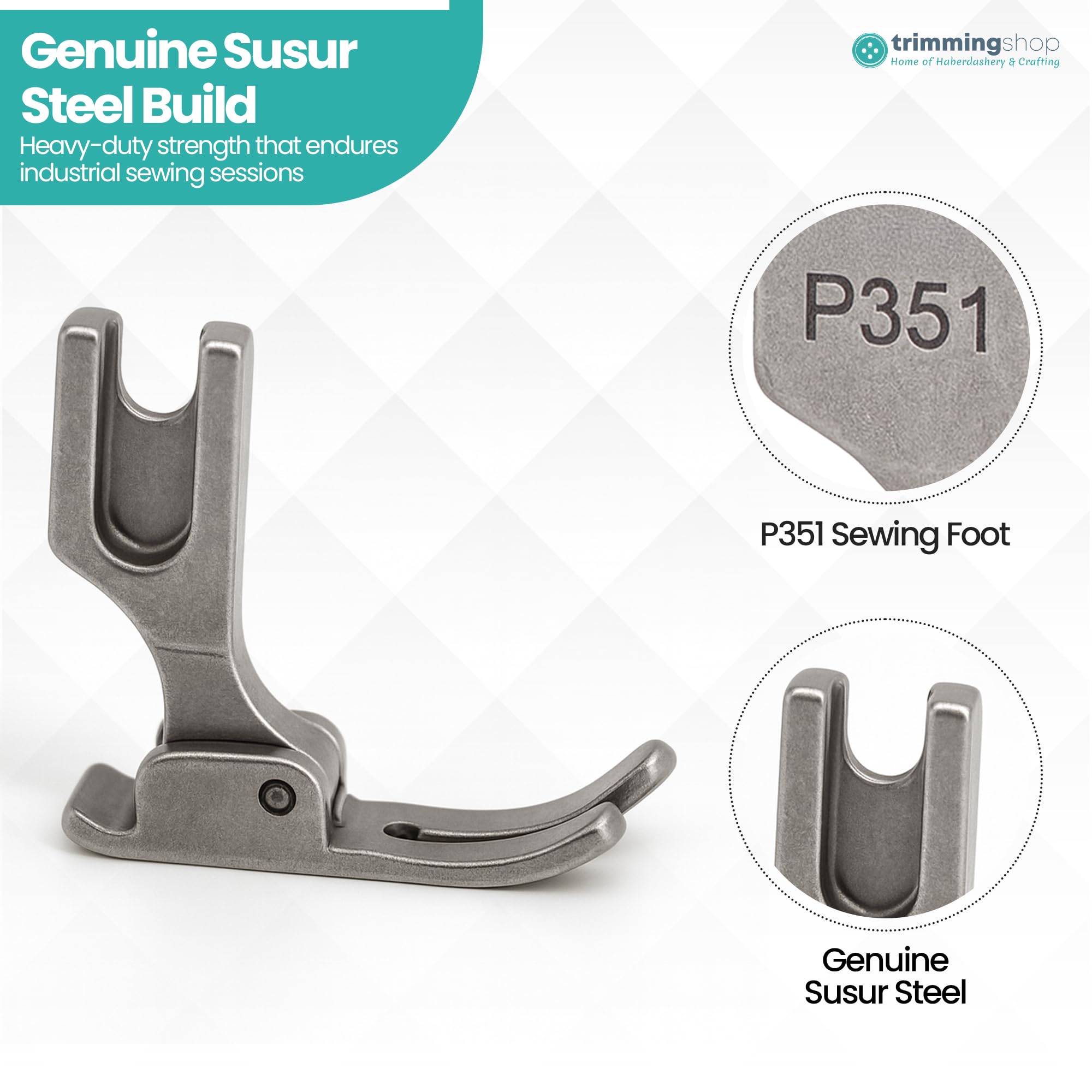 Trimming Shop Susur Pied presseur standard pour machines à coudre industrielles | Coutures droites en acier pour un contrôle précis du tissu, de la couture et de la couture