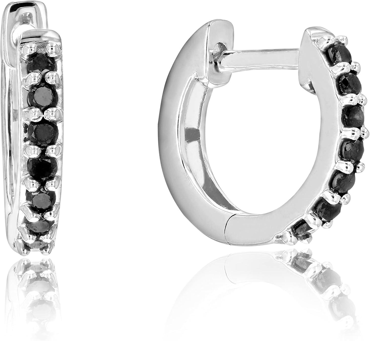 Vir Jewels 1/4 cttw Black Diamond Hoop Earrings .925 Sterling Silver 14 Stone Prong 1/2 Inch