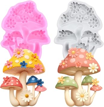 Mushroom Fondant Molds Mushroom Silicone Mold for Cake Decorating Cupcake Topper Candy Chocolate Sugar Gum Paste Polymer Clay