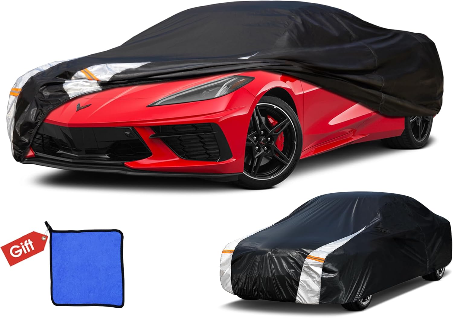 Chevrolet Corvette Car Cover 100% Waterproof All Weather, Gift with Towel, 10 Layers Car Cover Custom Fit 1980-2026 Corvette C4/C5/C6/C7 Coupe Convertible Targa, Cover Rain Sun UV Protection. Custom fit Chevy Corvette C4/C5/C6/C7+Towel+Bag
