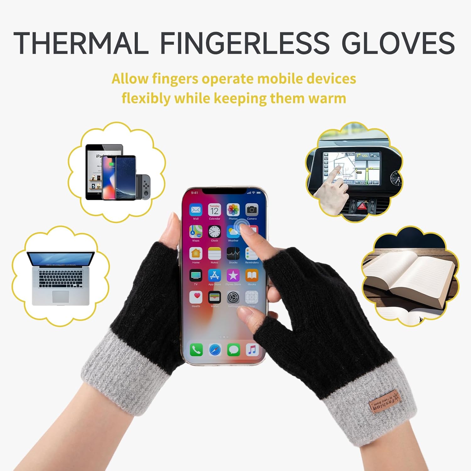 Fingerless Gloves for Women Winter Half Finger Gloves Knitted Fingerless Mittens for Typing Driving - Image 3