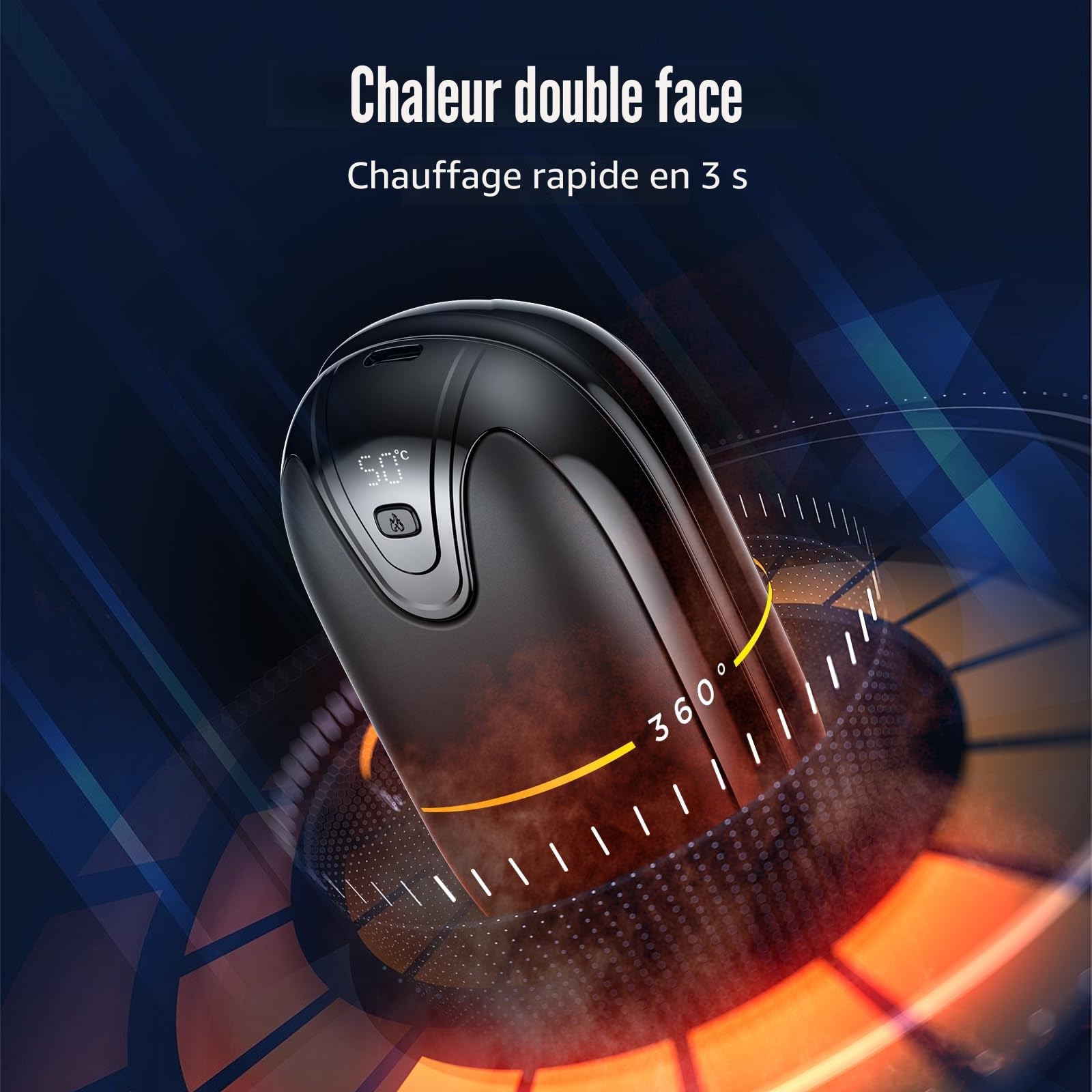 Chauffe-Mains, Chauffe-Mains Rechargeable USB 2 en 1, Chauffe-Mains magnétique Portable avec 3 Modes de Chauffage réglables, Cadeau pour Reno, Golf, Camping, randonnée