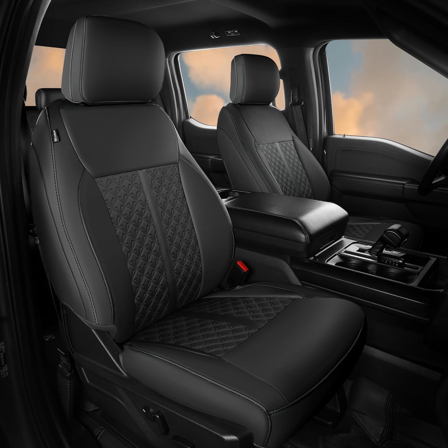 Custom Seat Cover for Ford F150 SuperCrew XL XLT 2015-2020, F250 F350 F450 Super Duty Crew Cab 2017-2022, Wear Truck Seat Cover Full Set, Pickup Accessories C011-Black F150:2015-2020/SuperCrew & F250:2016-2022/CrewCab