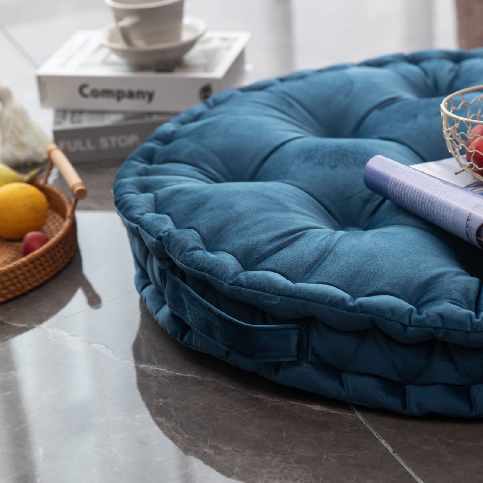 Cuscino Da Pavimento Rotondo In Velluto Olandese - Morbido E Comodo Per Yoga, Meditazione E Relax - Foto 2