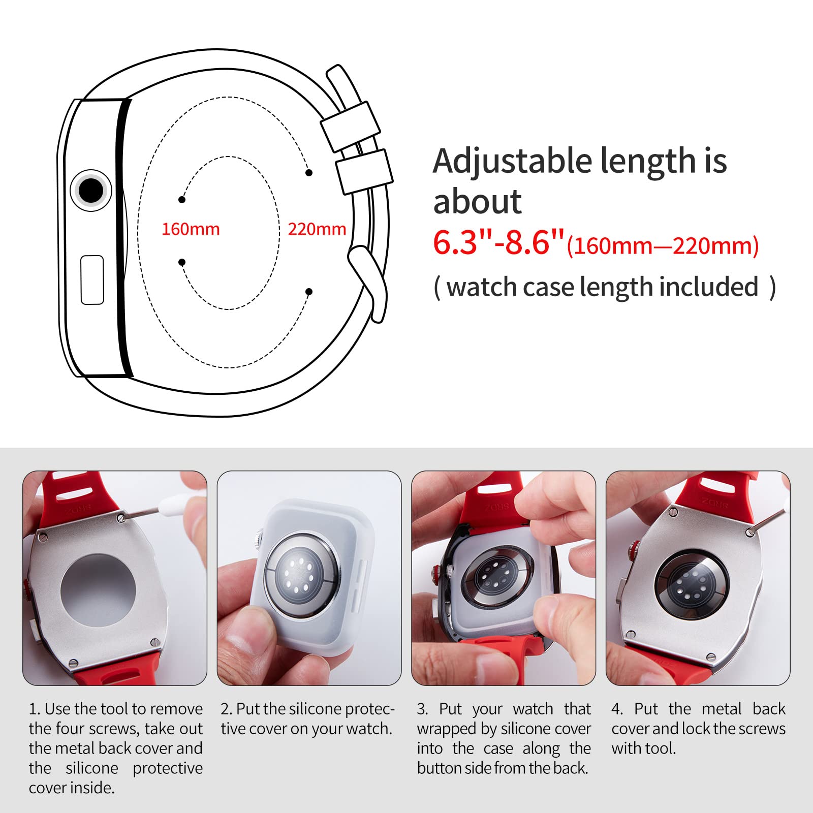 BINLUN Bracelets Compatible avec Apple Watch 44mm 45mm 2 Pièces Homme Bracelet de Montre en Silicone avec Boîtier Protection en Métal, Bracelet Toile Compatible avec iWatch Serie 9/8/7/SE2/SE/6/5/4