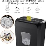 Bonsaii 6-Sheet Crosscut Paper Shredder for Home Use, Small Paper Shredder for Home Office, Portable Document Shredder with 3.4 Gal Wastebasket (C237-B)