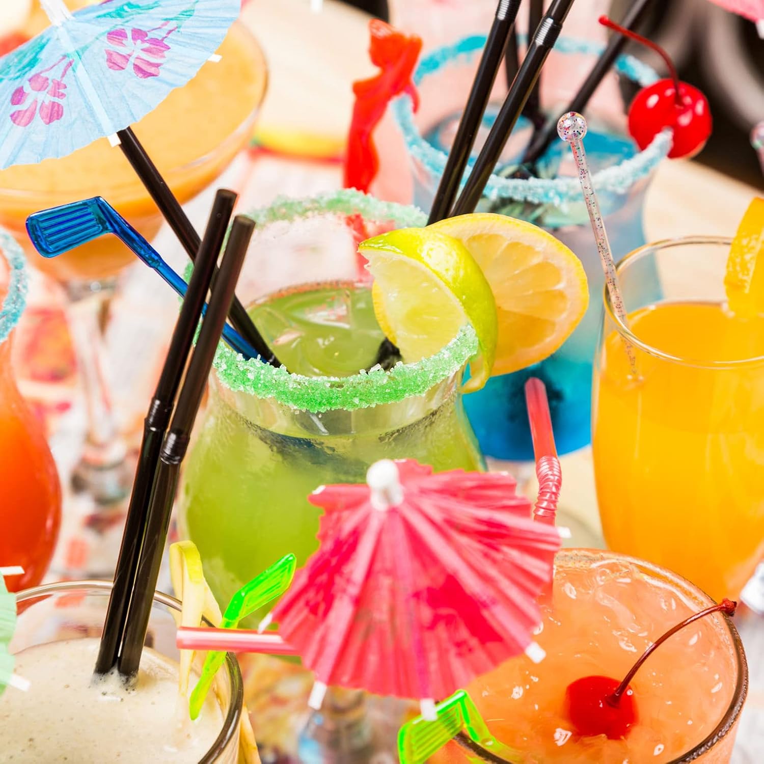 ALINK 500-Pack Black Flexible Drinking Straws, Plastic Disposable Bendy Straws - 7.75" x 0.23" : Health & Household