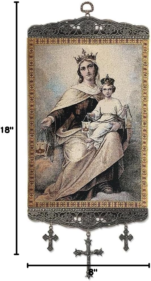 Religious Gifts Blessed Virgin Mary Our Lady of Mount Carmel Tapestry Icon Banner 18 Inch